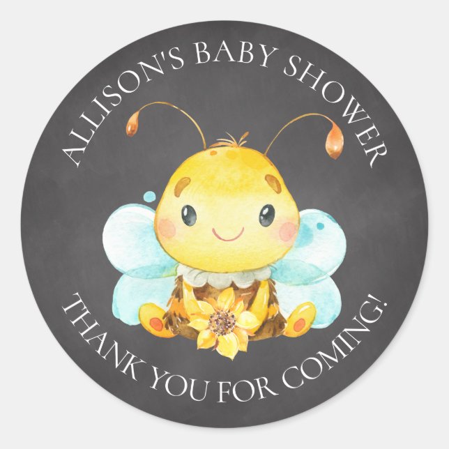 Sweet Little Honey Bee Baby Shower Thank You  Clas Classic Round Sticker (Front)