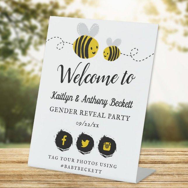 Sweet Little Honey Bee Party Welcome Pedestal Sign (Creator Uploaded)