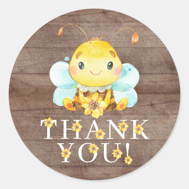 Sweet Little Honey Bee Thank You Favour  Classic R Classic Round Sticker (Front)