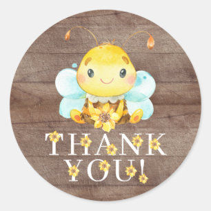 Sweet Little Honey Bee Thank You Favour  Classic R Round Sticker