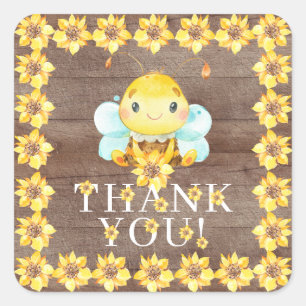 Sweet Little Honey Bee Thank You Favour  Square St Sticker