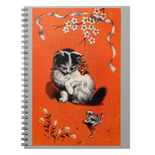 sweet little kitten and frog spiral notebook