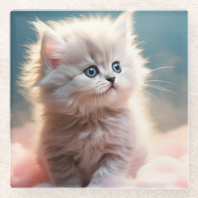 Sweet little kitten  glass coaster (Front)