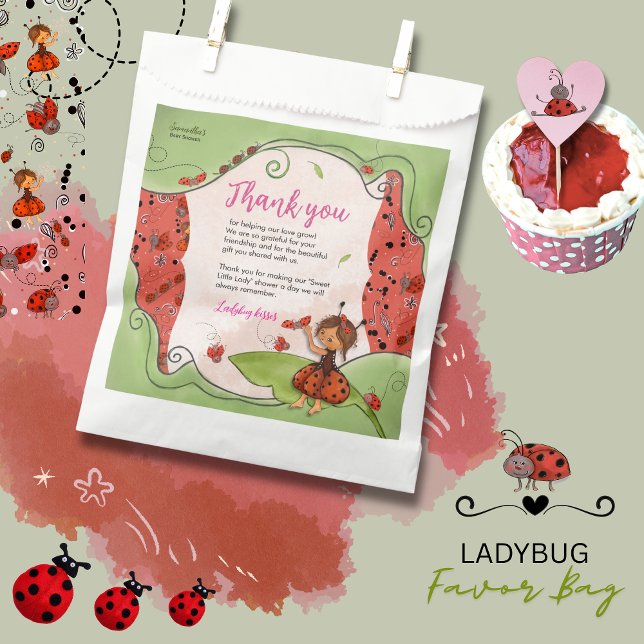 Sweet Little Lady Ladybug Baby Shower Thank You  Favour Bags (Sweet Little Lady Ladybug Baby Shower Thank You Favor Bag)