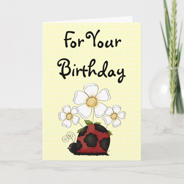 Sweet Little Ladybug Birthday Philippians 4:8 Card (Front)