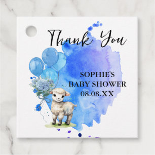 Sweet Little Lamb Blue Hydrangea Balloon Favour Tags
