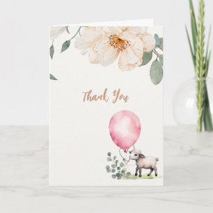 Sweet Little Lamb Floral Baby Shower Thank You Card
