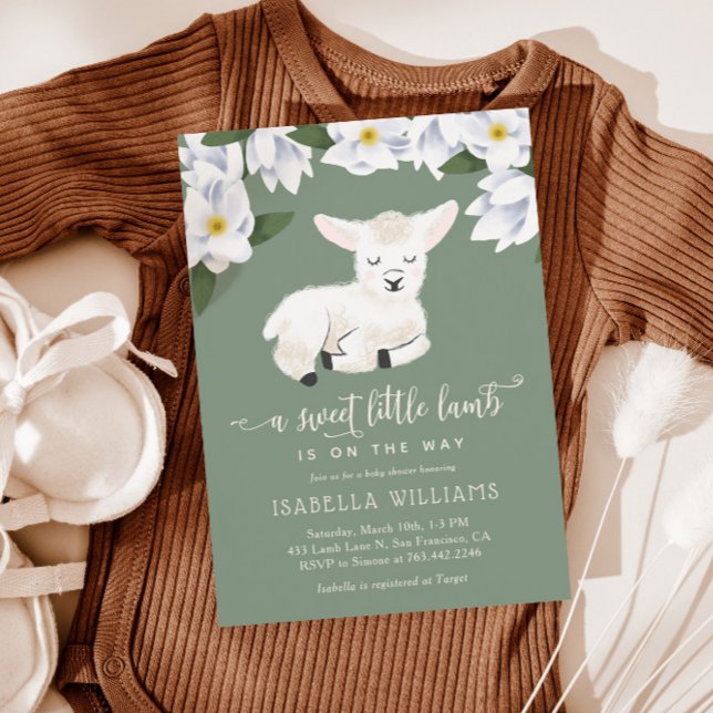 Sweet Little Lamb Gender Neutral Baby Shower Invitation (Creator Uploaded)
