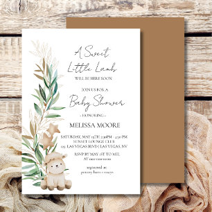 Sweet Little Lamb Greenery baby shower Invitation