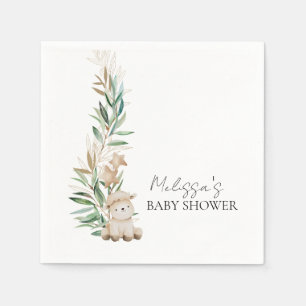 Sweet Little Lamb Greenery Botanical Personalise Napkin