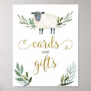 Sweet Little Lamb Greenery Cards and Gifts Sign