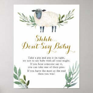 Sweet Little Lamb Greenery Don't Say Baby Poster