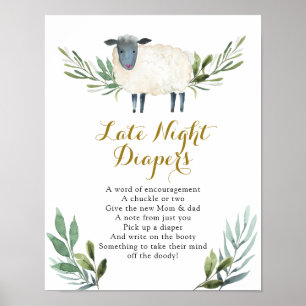Sweet Little Lamb Greenery Late Night Diaper Sign