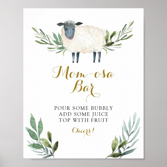 Sweet Little Lamb Greenery Momosa Bar Poster (Front)