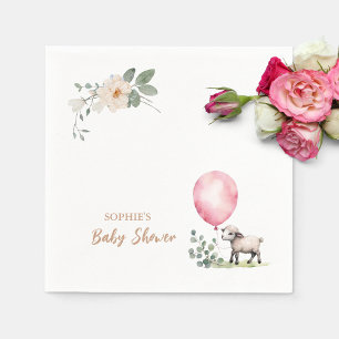 Sweet Little Lamp Pink Floral Napkin