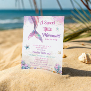 Sweet Little Mermaid Pastel Ocean Girl Invitation
