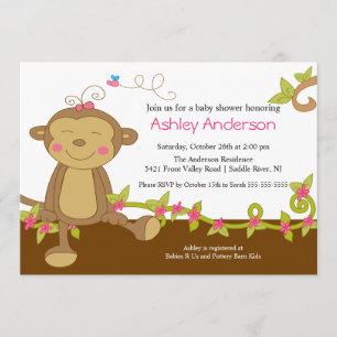 Sweet Little Monkey Baby Shower Invitation