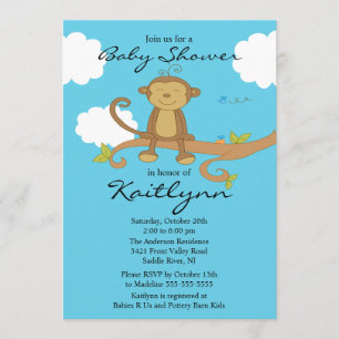 Sweet Little Monkey Baby Shower Invitation
