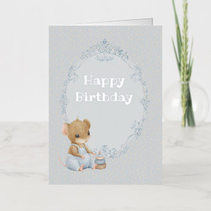 Sweet Little Mouse Birthday Foil Greeting Card