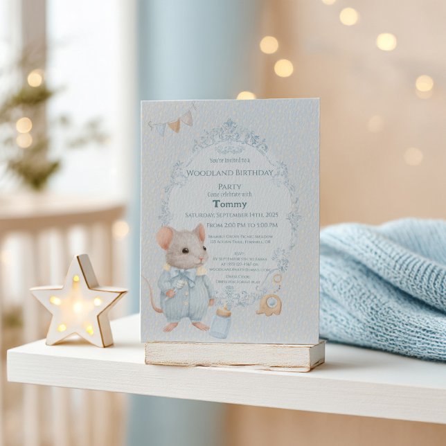 Sweet Little Mouse Birthday Invitation (Creator Uploaded)