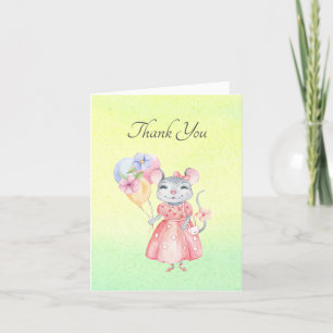 Sweet Little Mouse Watercolor Caligari Script Than Thank You Card