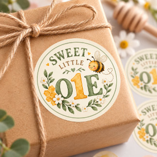 Sweet Little One 1st Birthday Bee Floral Sticker