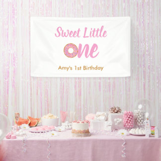 Sweet Little One 1st Birthday Pink Doughnut Banner
