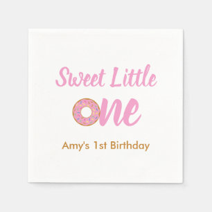 Sweet Little One 1st Birthday Pink Doughnut Napkin