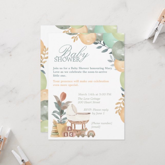 Sweet Little One Baby Shower Invitation (Front/Back In Situ)