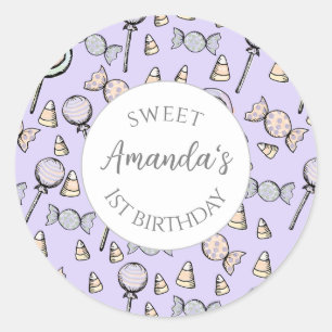 Sweet Little One Candy Theme Favour Bag Classic Round Sticker