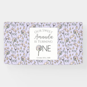 Sweet Little One Candy Theme First Birthday Banner