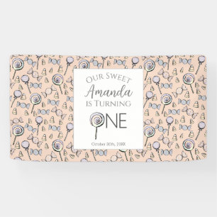 Sweet Little One Candy Theme First Birthday Banner