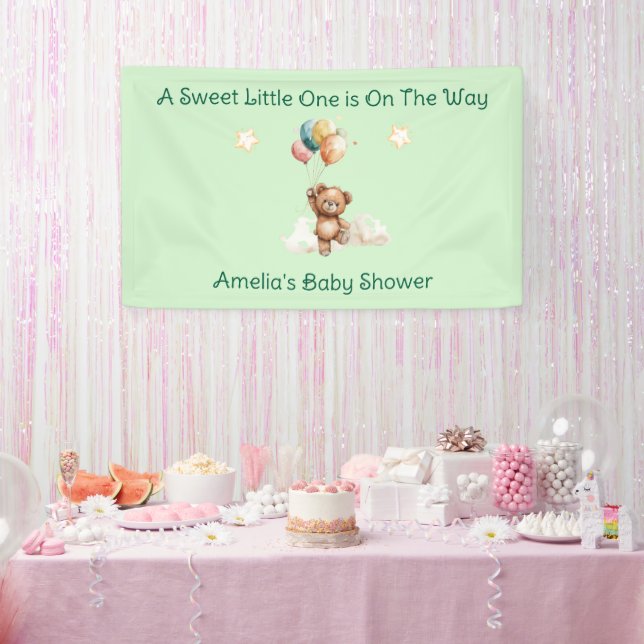 Sweet Little One on the Way Green Baby Shower Banner (Party)