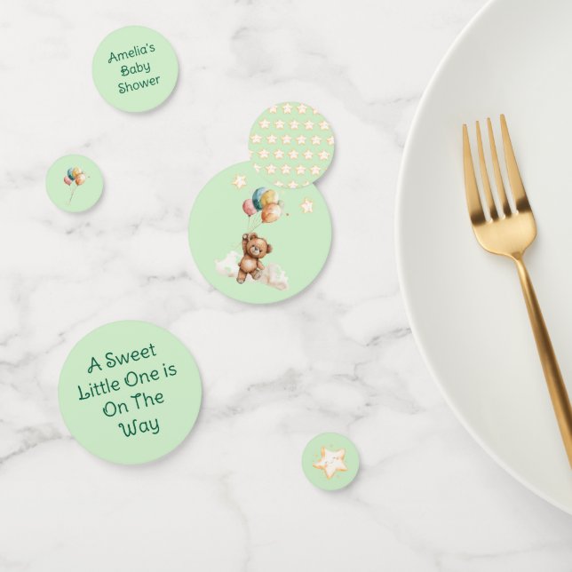 Sweet Little One on the Way Green Baby Shower Confetti (Group)