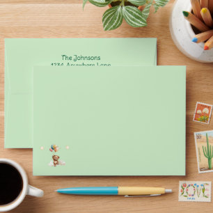 Sweet Little One on the Way Green Baby Shower Envelope