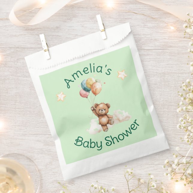 Sweet Little One on the Way Green Baby Shower Favour Bags (Clipped)