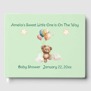 Sweet Little One on the Way Green Baby Shower Guest Book