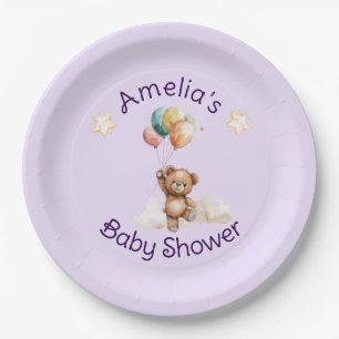 Sweet Little One on the Way Lavender Baby Shower Paper Plate