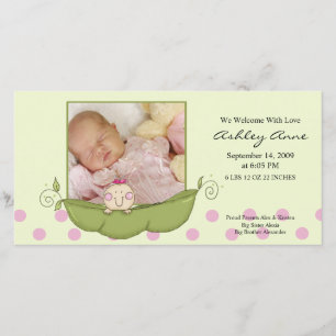 Sweet Little Pea Baby Girl Birth Annoucement Announcement