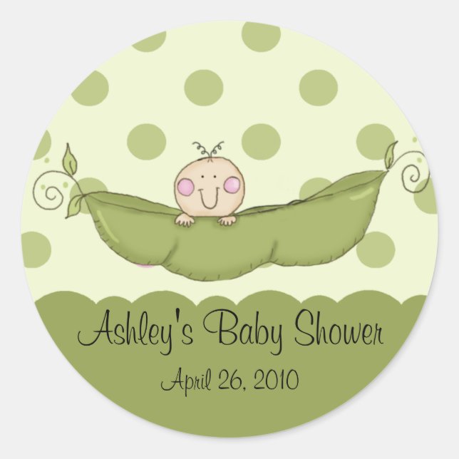 Sweet Little Pea Baby Shower Sticker (Front)