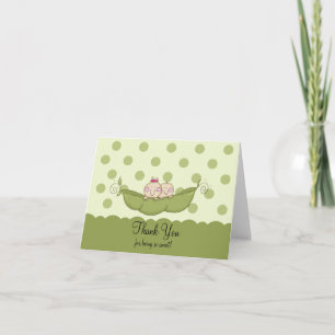 Sweet Little Pea Twins Thank You Note Card