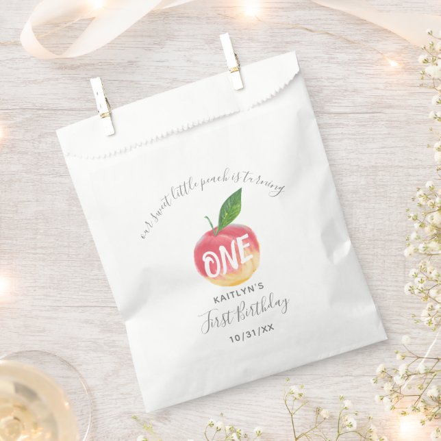 Sweet Little Peach 1st Birthday Favour Bags (Clipped)