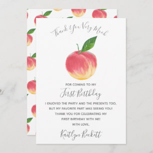 Sweet Little Peach 1st Birthday Thank You Card