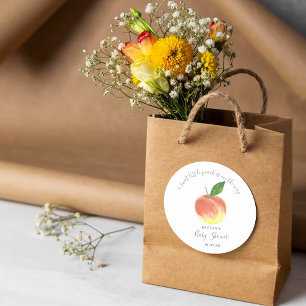 Sweet Little Peach Baby Shower Classic Round Sticker
