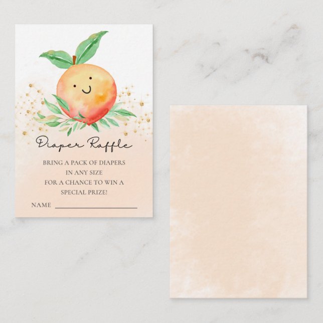 Sweet Little Peach Baby Shower Diaper Raffle Enclo Enclosure Card (Front/Back)