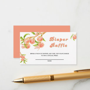Sweet Little Peach Baby Shower Diaper Raffle Enclosure Card