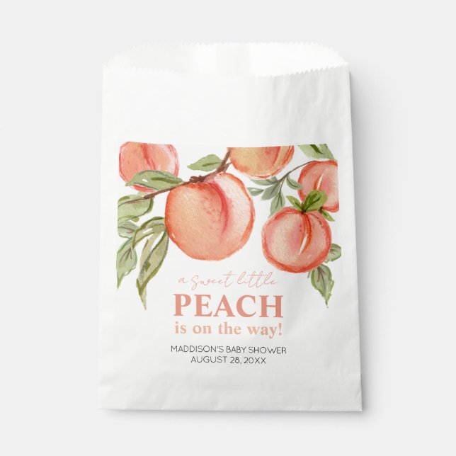 Sweet Little Peach Baby Shower Favour Bags (Front)