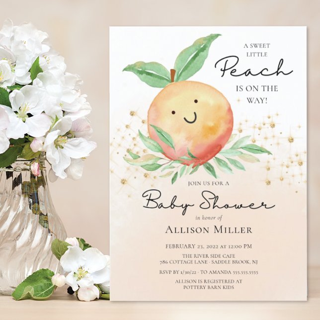 Sweet Little Peach Baby Shower  Invitation (Creator Uploaded)