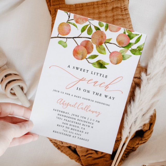 Sweet Little Peach Baby Shower Invitation (Creator Uploaded)