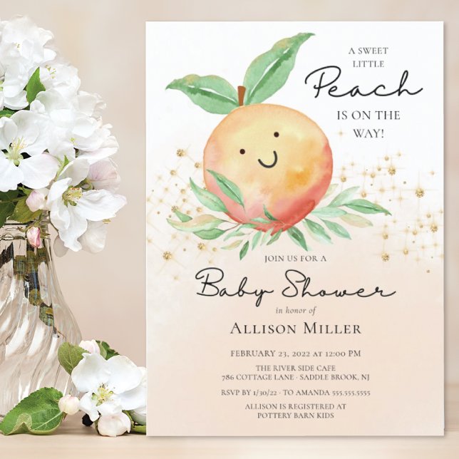 Sweet Little Peach Baby Shower  Invitation (Creator Uploaded)
